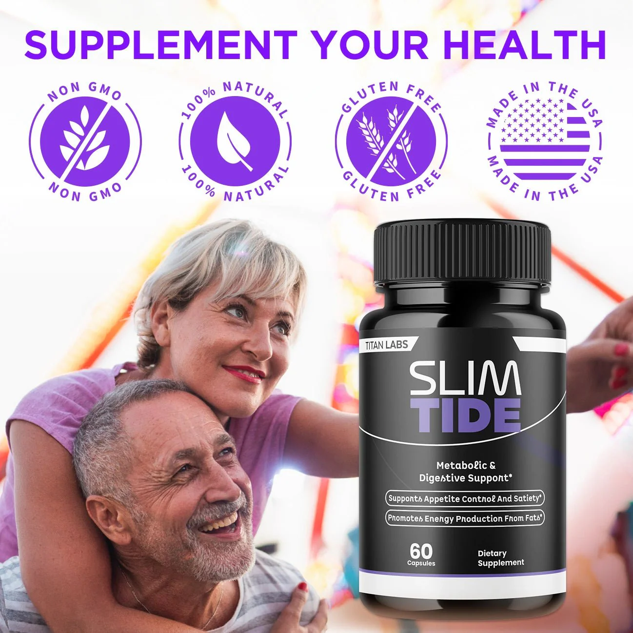 SlimTide how it works — metabolism, energy and appetite support infographic